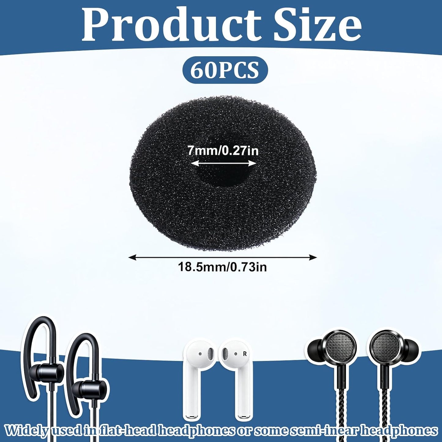 Trinkrittey 50 18mm MP3 MP4 13-18mm Pcs Earbud Sponge Cover Protector Soft Foam Earbud Tips Cushions for NAD Earpiece