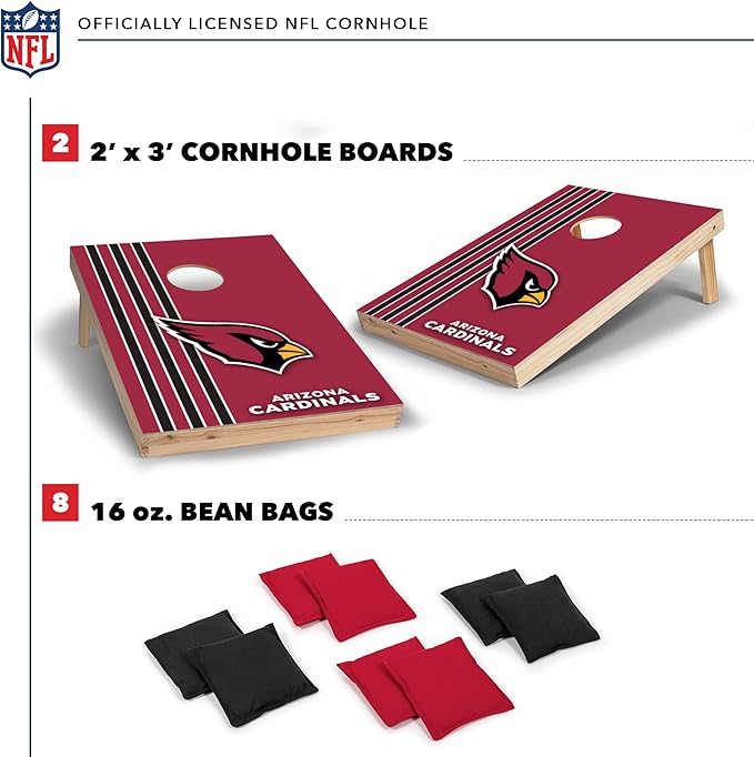 NFL 2' x 3' Solid Wood Cornhole Set with Direct Print HD Team Graphics – Great Gift for Any Football Fan! Bean Bag Toss Family Outdoor Games