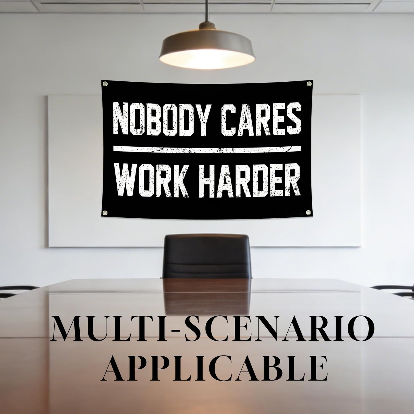 Nobody Cares Work Harder Motivational Gym Banner 3x5 Feet, Heavy Duty Flag Tapestry with 4 Brass Gaskets, Inspirational Fitness Motivational Wall Decor for Home Gym, Workout Room & Fitness Studio Wall Art