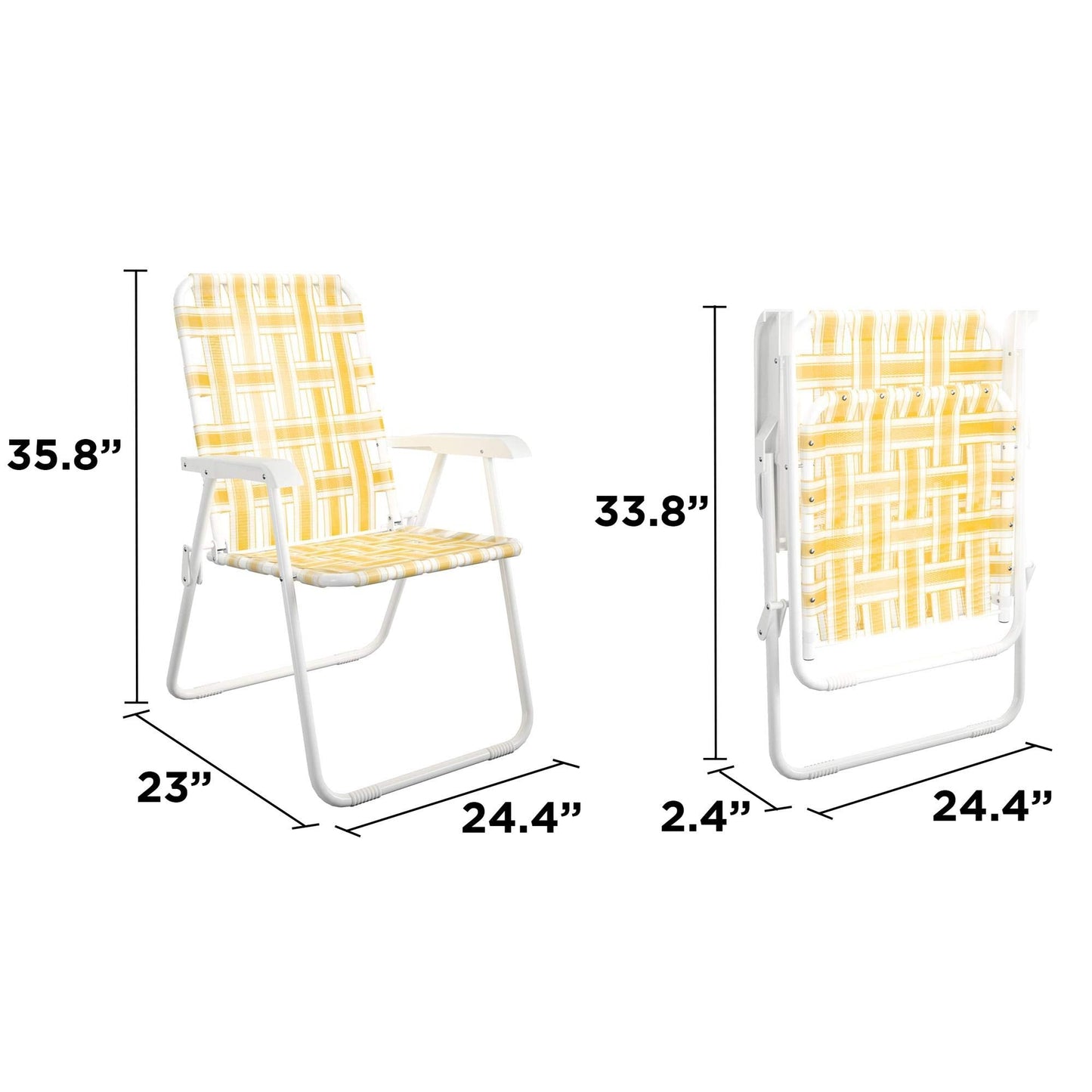 Novogratz Poolside Gossip, Priscilla Folding Chairs, 2-Pack, Yellow