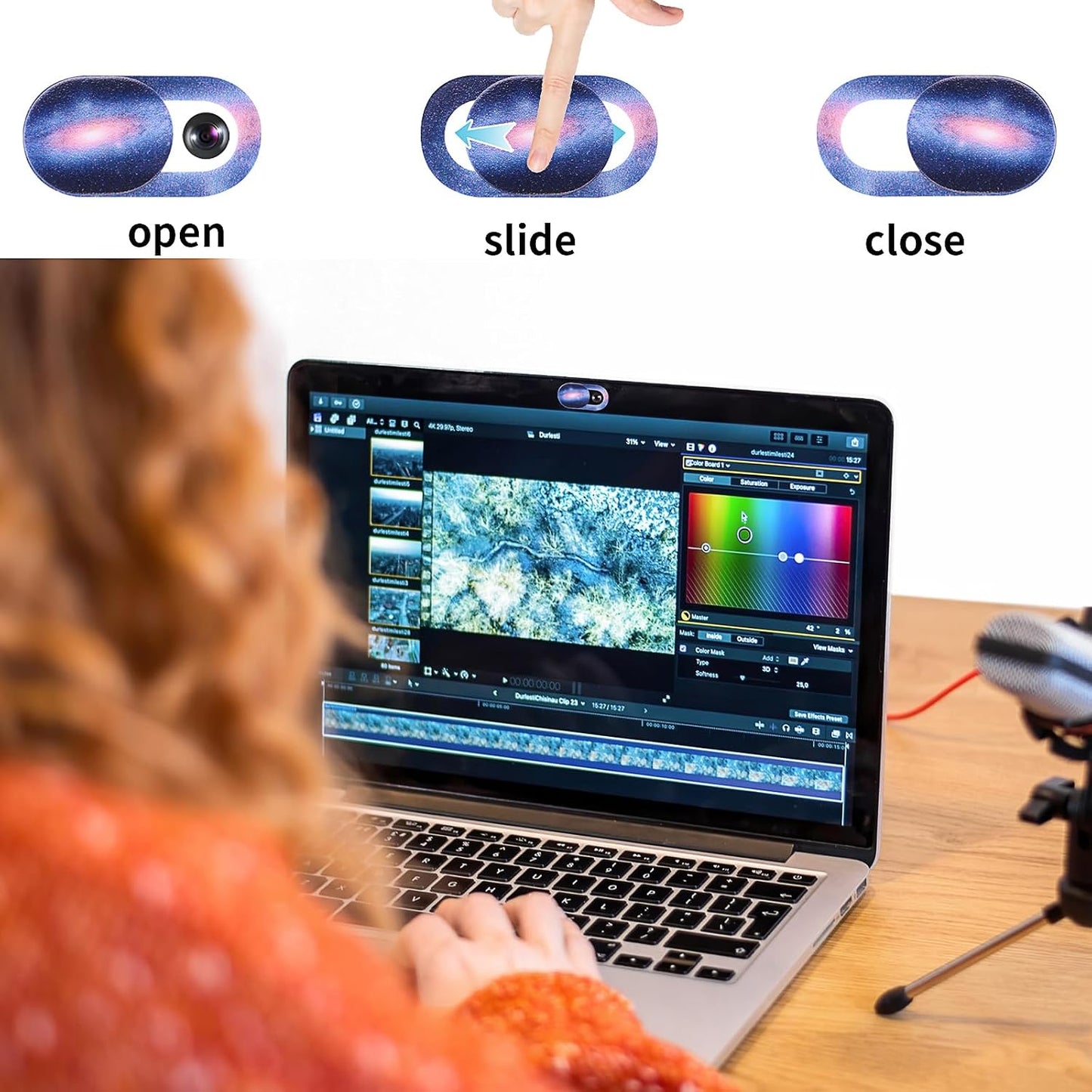 Amabro 8PCS Webcam Cover Slide, Starry Sky Laptop Camera Cover Slide Phone Camera Cover Ultra Thin Computer Camera