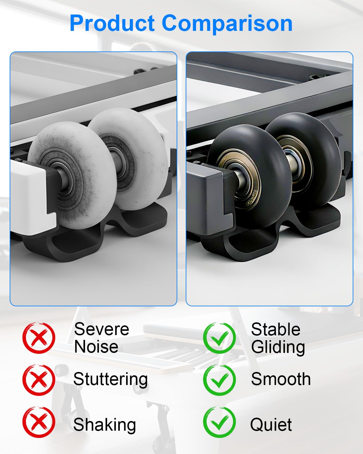 4 Pcs Replacement Roller Wheels Fit for Aero Pilates Reformer Machine, Pilates Reformer Replacement Parts, Black