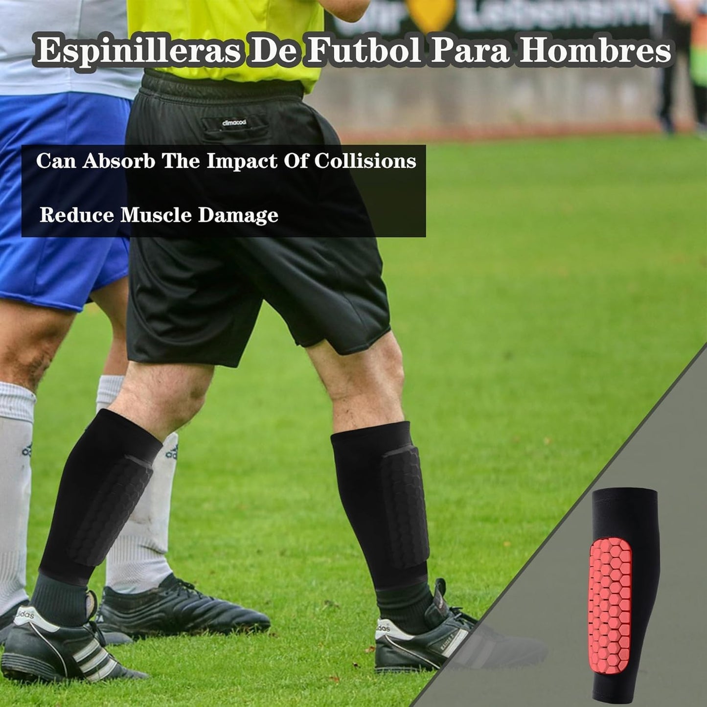 Soccer Shin Guards Pads for Youth Adult, Ski Shin Guards, Shin Defender Shin Guards Calf Compression Sleeve with Honeycomb Pads, Protective Shin Pads Gear for Football Soccer & Ski