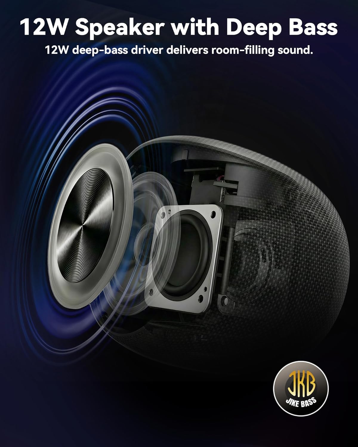 BassBloom 3 IPX6 12W 5.4, Room Portable Bluetooth Speaker, Waterproof, TWS Pairing, Powerful Stereo Sound with RGB