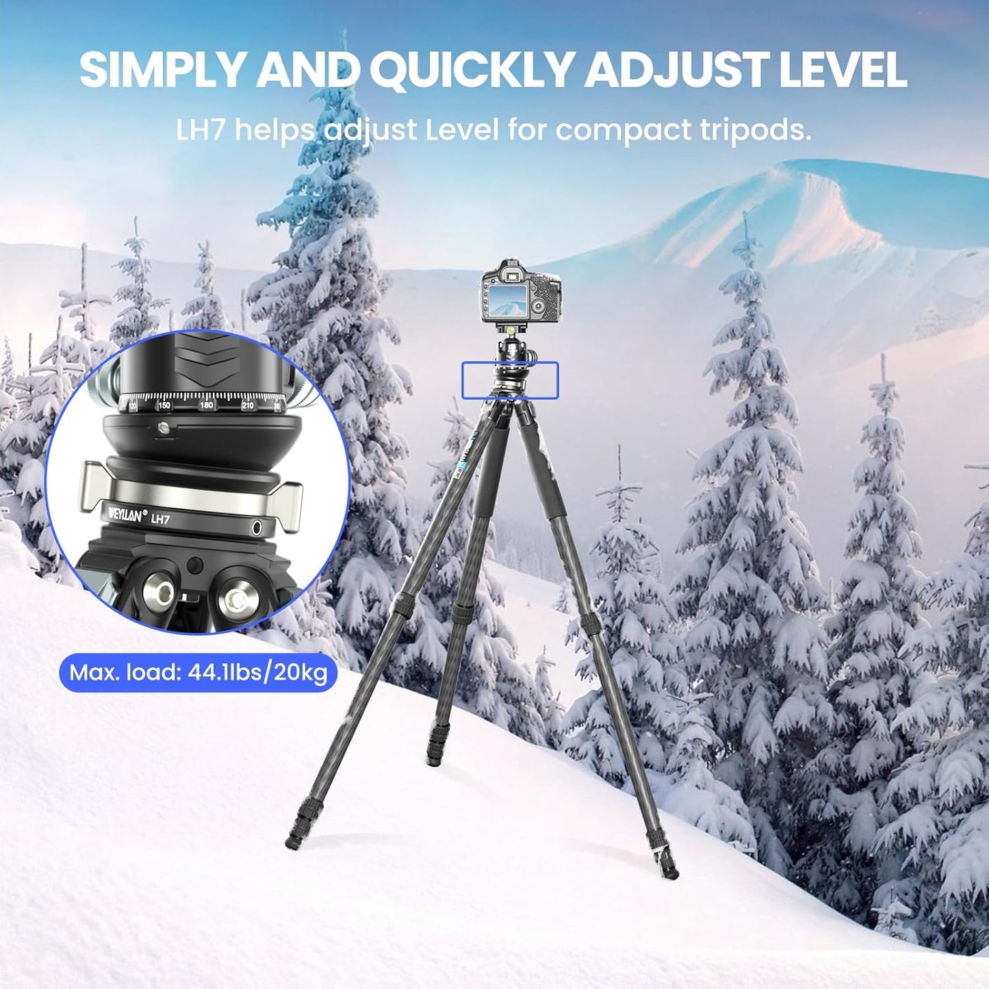 WEYLLAN LH7 1/4'' 3/8" 10kg/22lbs Leveling Head Tripod Leveling Base for Camera Tripod Leveler Aluminum Alloy Tripod