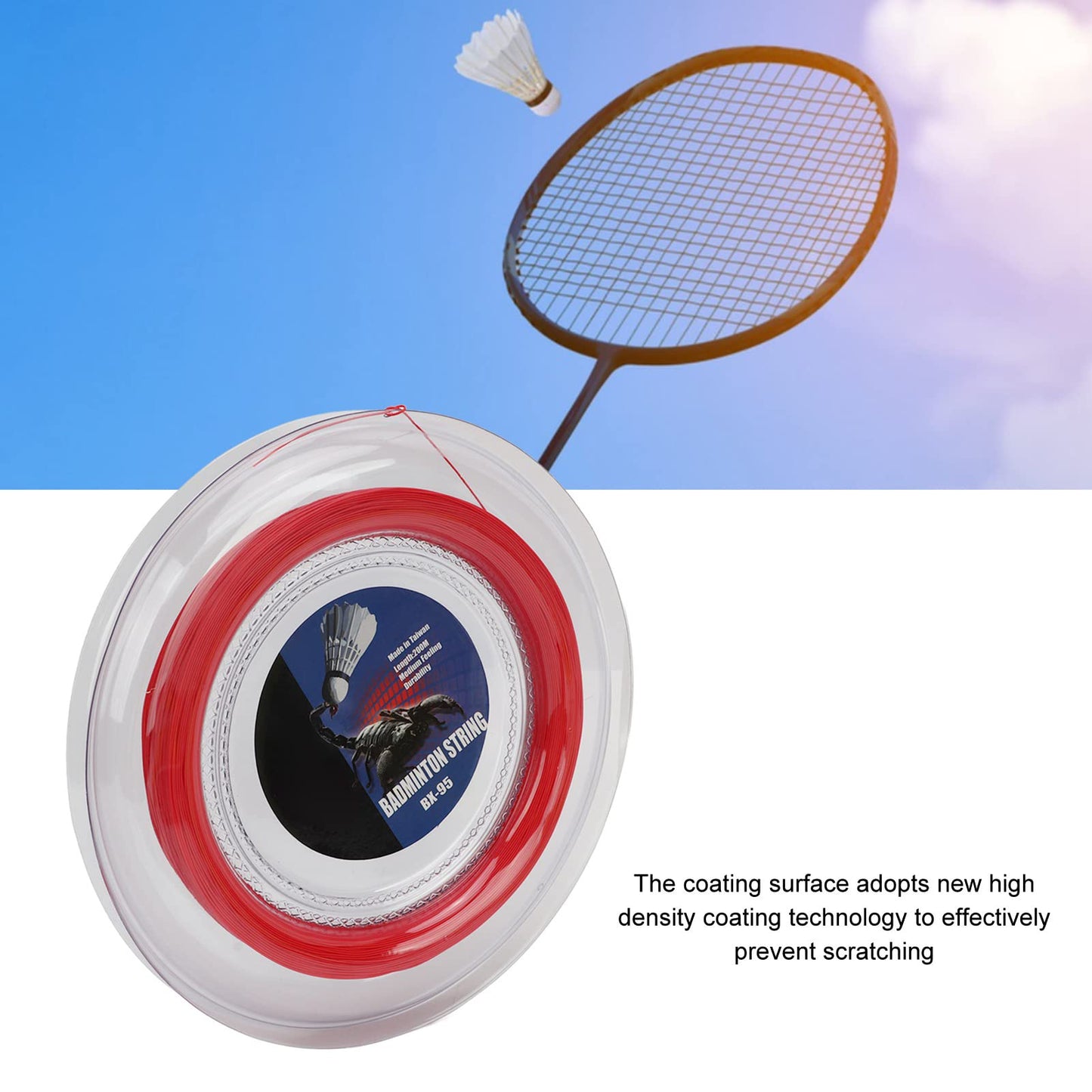 Keenso Badminton Racquet String, 200m Resin Fibre for Training, Competition, Home, and Professional Use