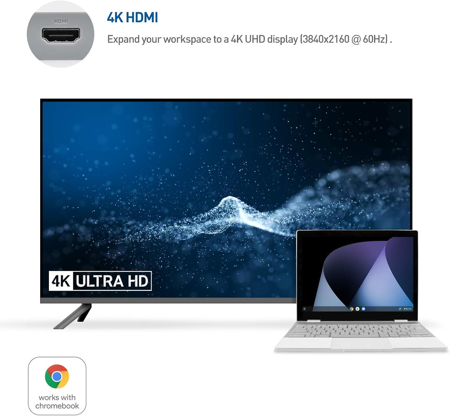 Cable Matters 4K 2X 2.0, 480Mbps 60W [Works with Chromebook Certified] USB C Hub Multiport Adapter with HDMI, USB