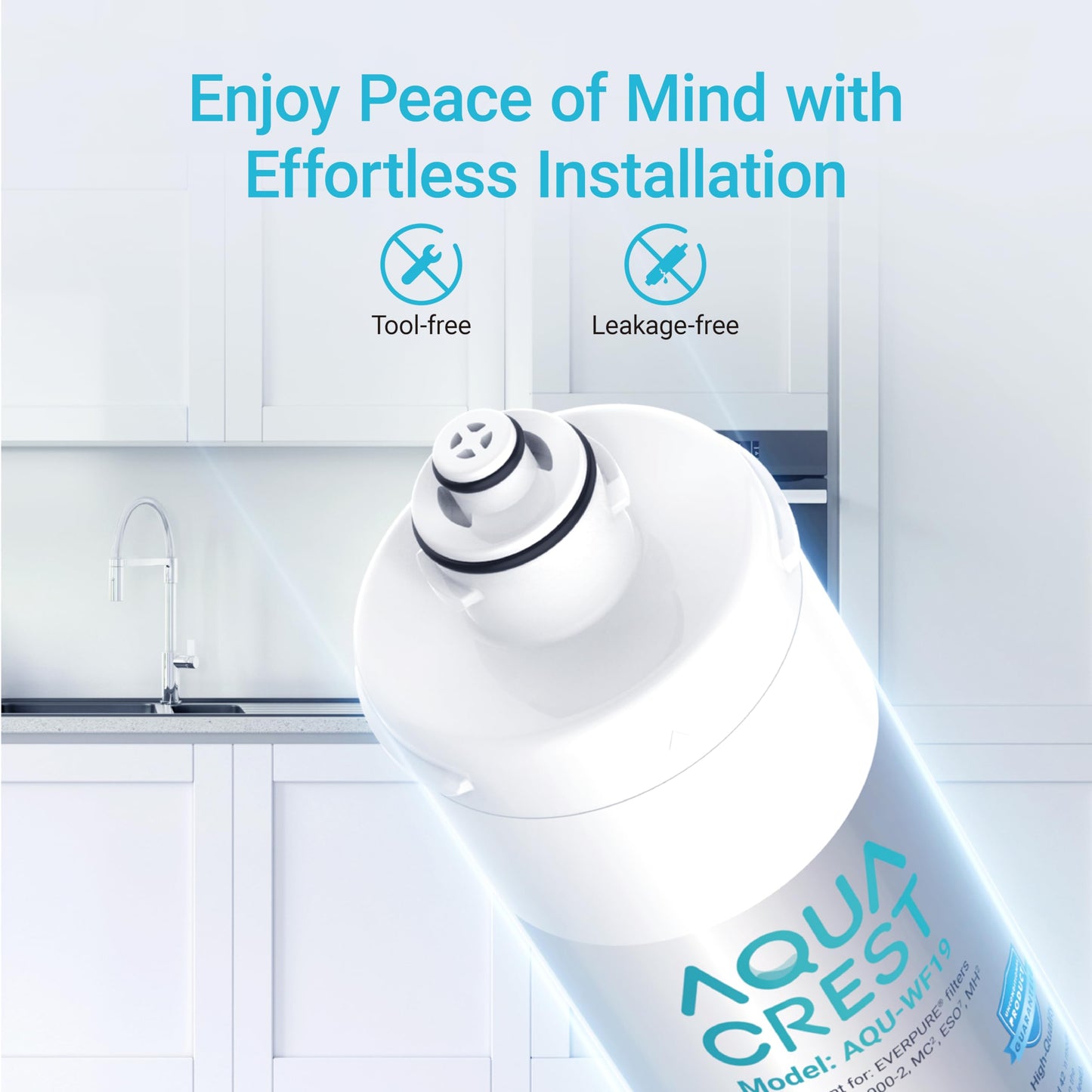 AQUA CREST I2000 2 Under Sink Water Filter, Replacement for Everpure I2000 2, EV9612-22, MC2, ESO7, MH2, EV9612-56, EV9607-25, EV9613-21, NSF/ANSI 42 Certified, 26000 Gallons, 2 Pack