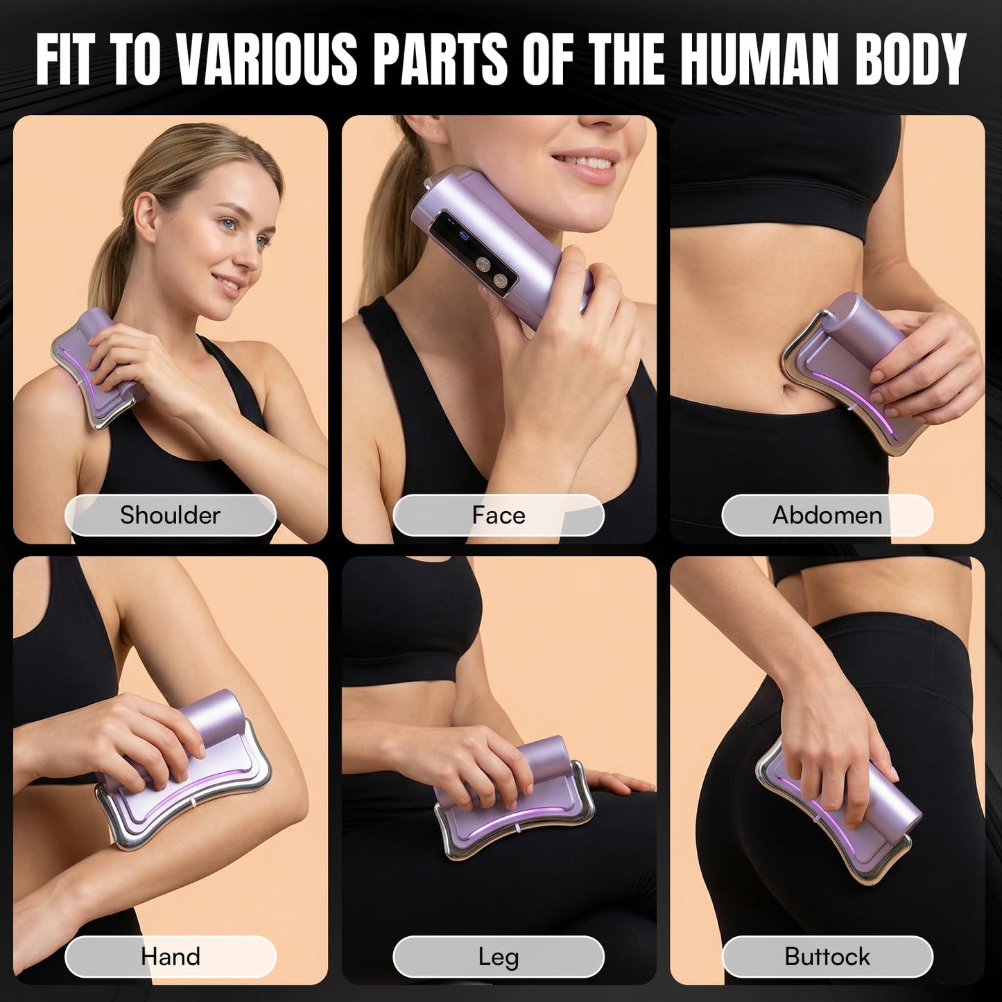 WINGROWHK 2026 New Upgrad Electric Muscle Scraper Tool for Full Body, Massage, Heated, Relaxation & Skincare, 4 Modes 3 Levels Multifunctional Gua Sha Tool Gifts for Family (Purple)