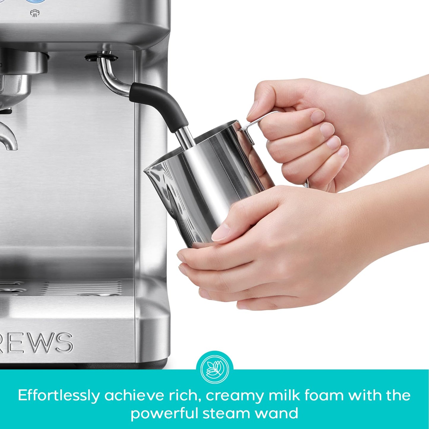 CASABREWS Ultra Espresso Machine with LCD Display, 20 Bar Espresso Maker with Powerful Milk Frother, Customizable Brewing Temperature, Barista-Level Latte and Cappuccino Machine for Home, Silver