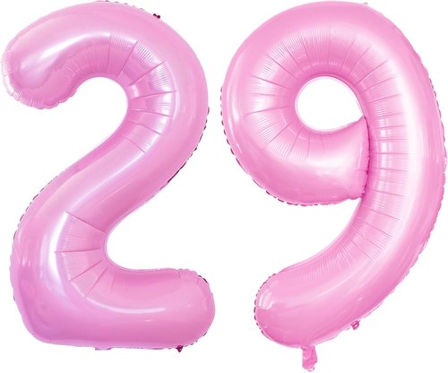 GOER 29th Birthday Balloons - Jumbo 42 Inch Foil Helium Decorations in Light Pink