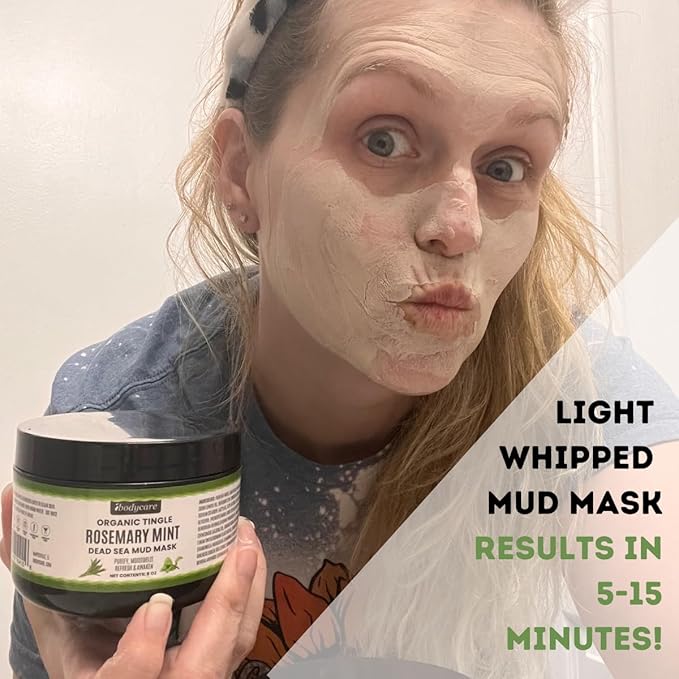 Dead Sea Mud Mask 4 Pack 2 Detox and 2 Rosemary Mint Hydrating Clay Masks with Bentonite and Kaolin Clay Whipped Texture Non Drying Pore Minimizer for Face 8 oz Each, 4 jars