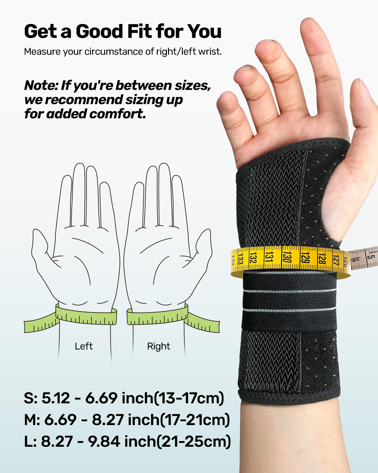 Rakiie 2 Pack Carpal Tunnel Wrist Braces, Adjustable Wrist Support Splint for Night Sleep & Daytime Working, Hand Braces Pain Relief for Arthritis, Typing, Pregnancy, Men Women (Gray, M)