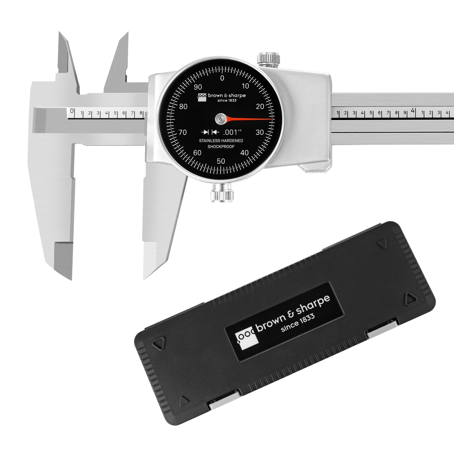 Brown & Sharpe 6" Dial Caliper, 0.001" Resolution, Shockproof Design, Locking Screw, Hardened Stainless Steel Jaws, Zinc-Aluminum Alloy Housing