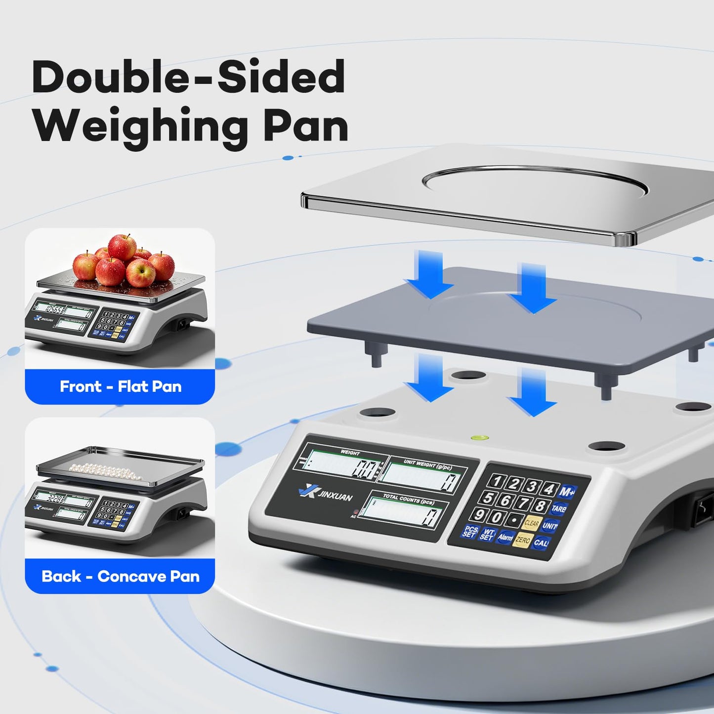 JINXUAN Counting Scale 88lb/40kg x 0.5g Industrial Scale lb/oz/g/kg Digital Parts Scale with Dual LCD Display, Rechargeable Inventory Scale for Small Parts Coins Pieces Tickets, Precision Gram Scale