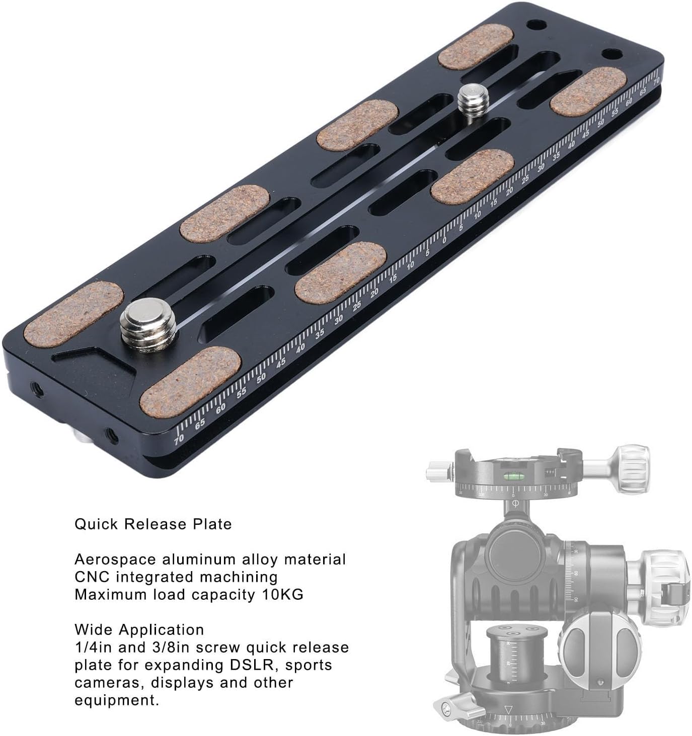 Akozon 1/4in 3/8in Camera Plate Aluminum Alloy Baseplate Screw for DSLR Mirrorless Action Compact Tripod Mount