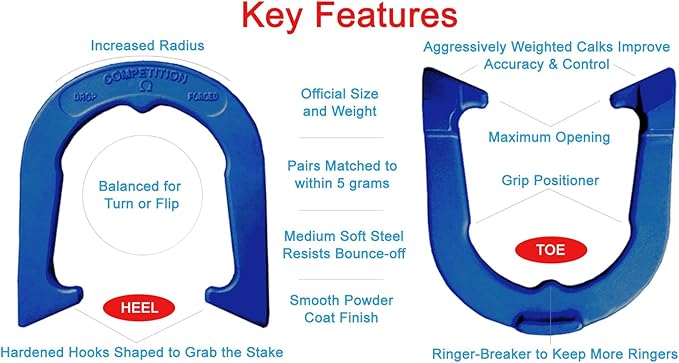 Competition Tournament Pitching Horseshoes - NHPA Sanctioned for Tournament & League Play - Drop Forged Construction - One Pair (2 Shoes)