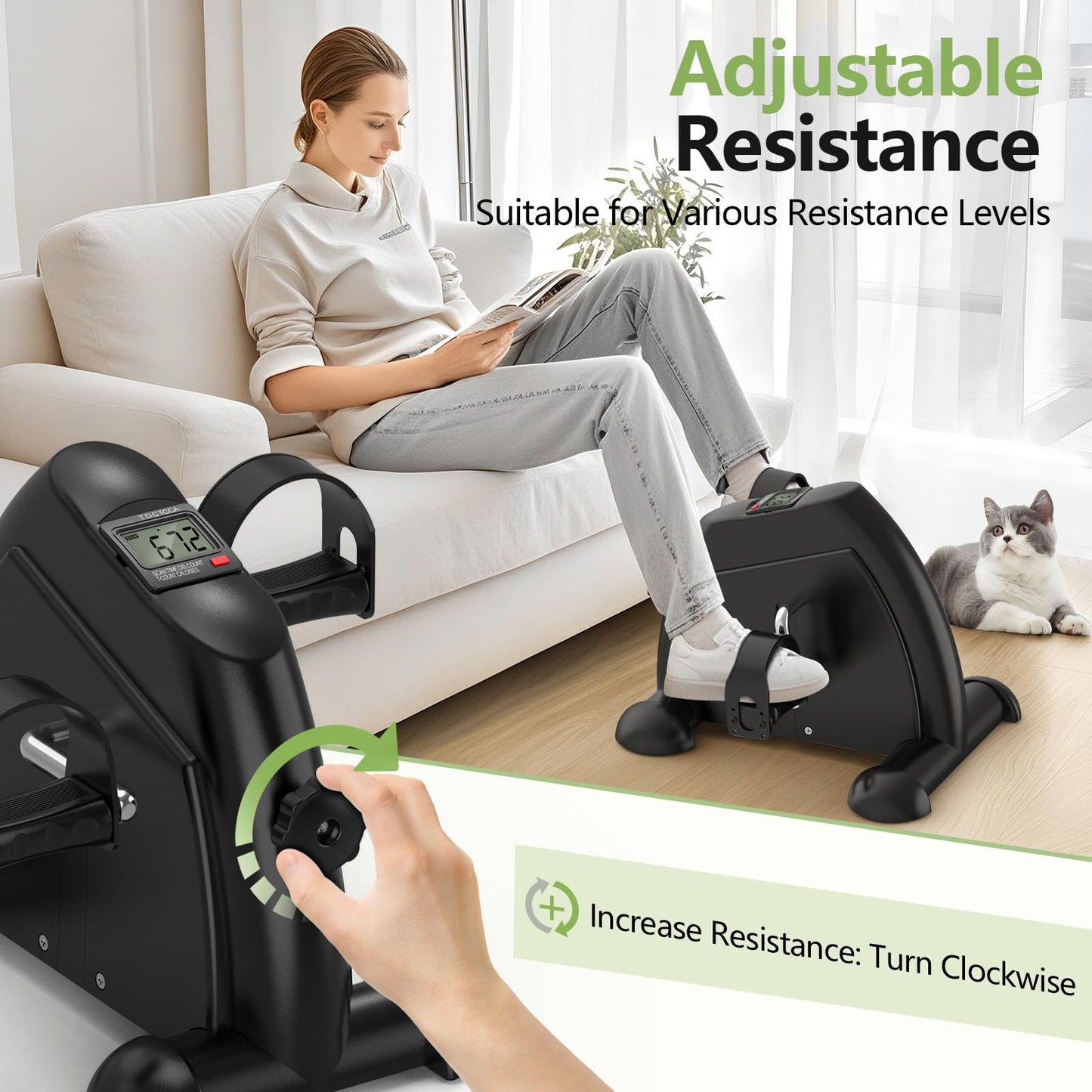 FITKS360 Under Desk Elliptical & Mini Exercise Bike – Seated Electric Leg Exerciser & Magnetic Pedal Machine for Seniors Arms & Legs Workout with Remote, LCD Display & 5 Adjustable Resistance/Speeds