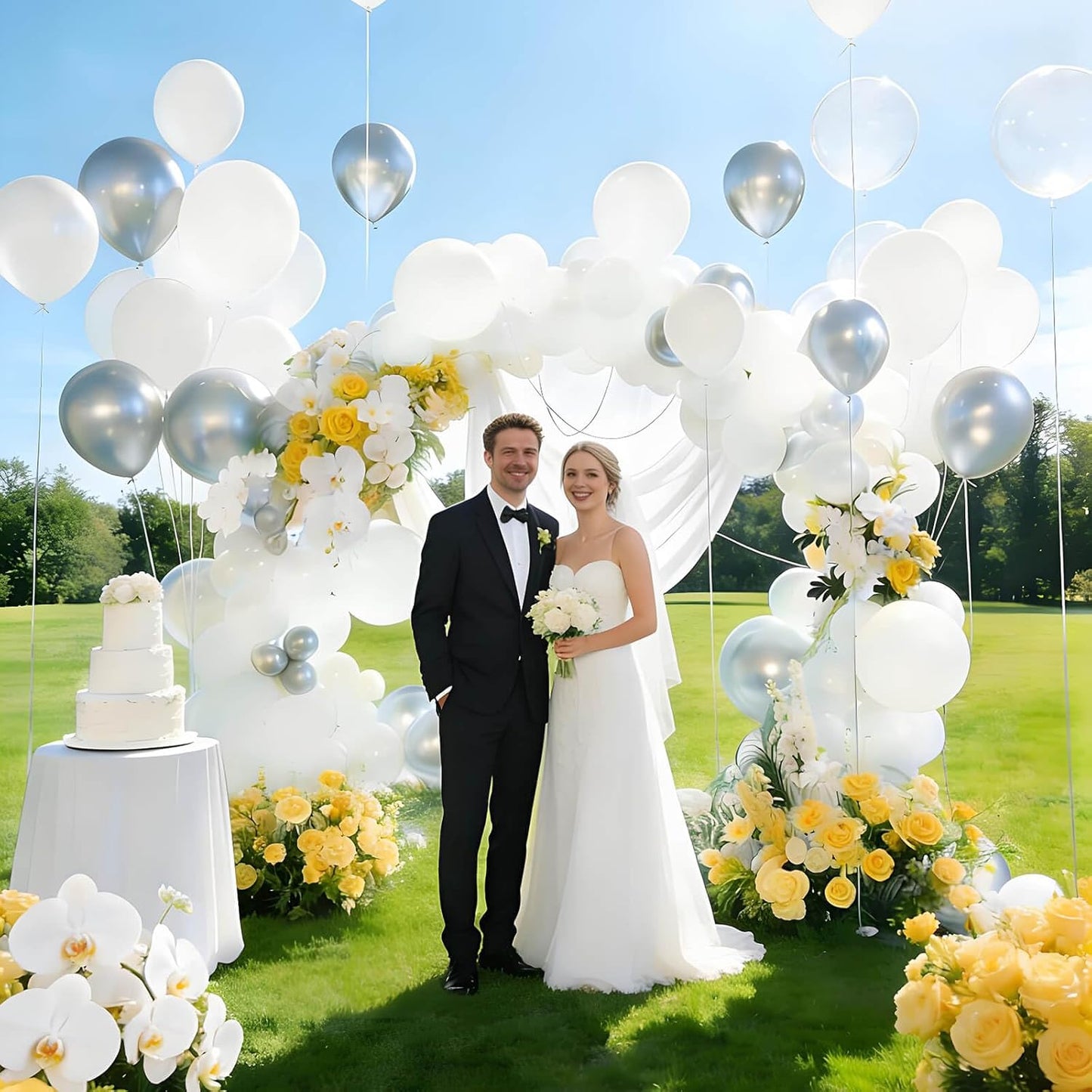 White Latex Balloons by [Brand Name] - 110pcs 12-Inch for Wedding, Engagement & Bridal Shower Decor
