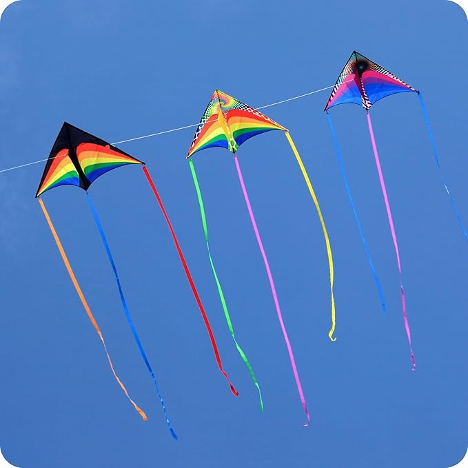 ORGCLDKT-Rainbow Cruiser Delta Kite, Kites for Kids Ages 8-12,4-8,Boys,Girls,Kites for Adults,Beach,Beginners,Giant.1Pc or 3Pcs Pack. Easy to Fly.