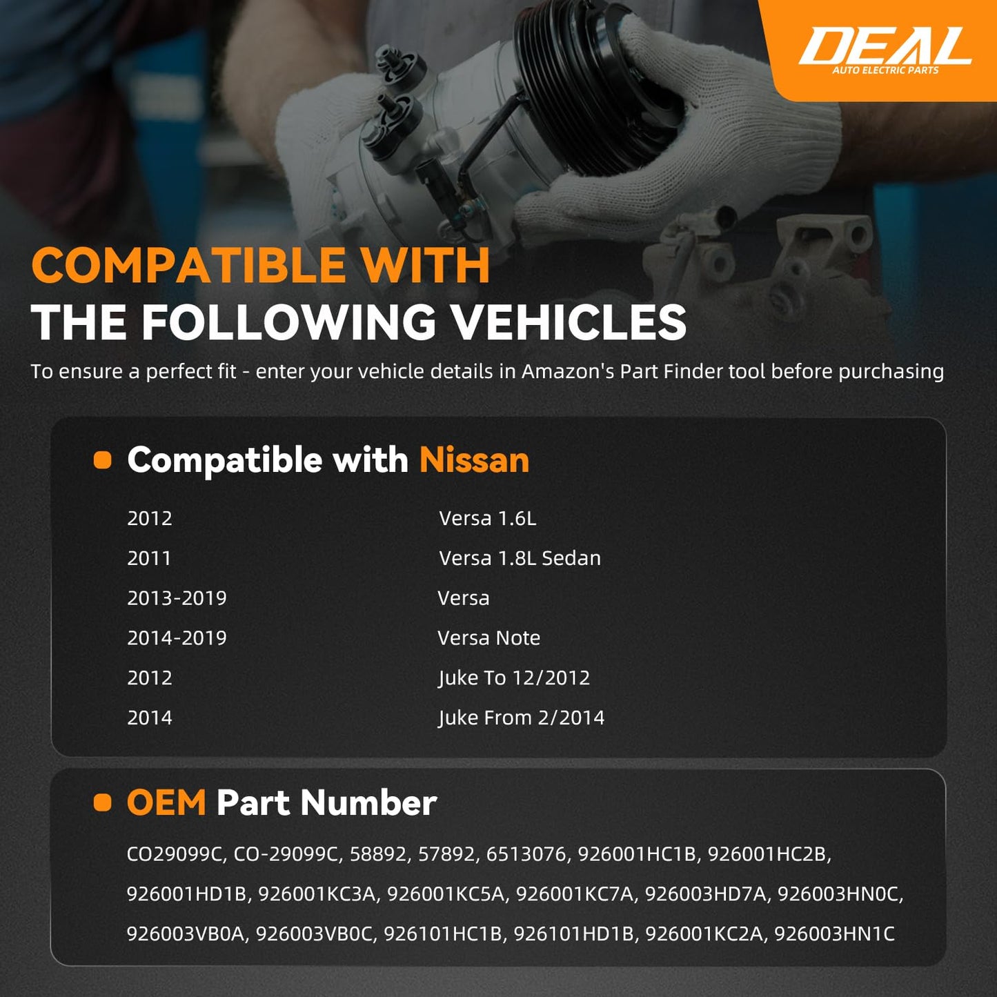 DEAL AUTO ELECTRIC PARTS A/C Compressor with Clutch Compatible with Nissan 2011 Versa 1.8L Sedan, 2012 Versa 1.6L, 2013-2019 Versa, 2014-2019 Versa Note