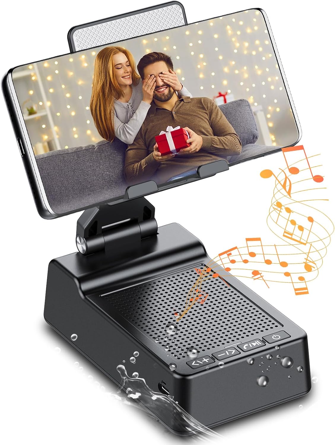 taopodo Multifunctional Cell Phone Stand with Wireless Bluetooth Speaker and Anti-Slip Base, HD Stereo Compatible