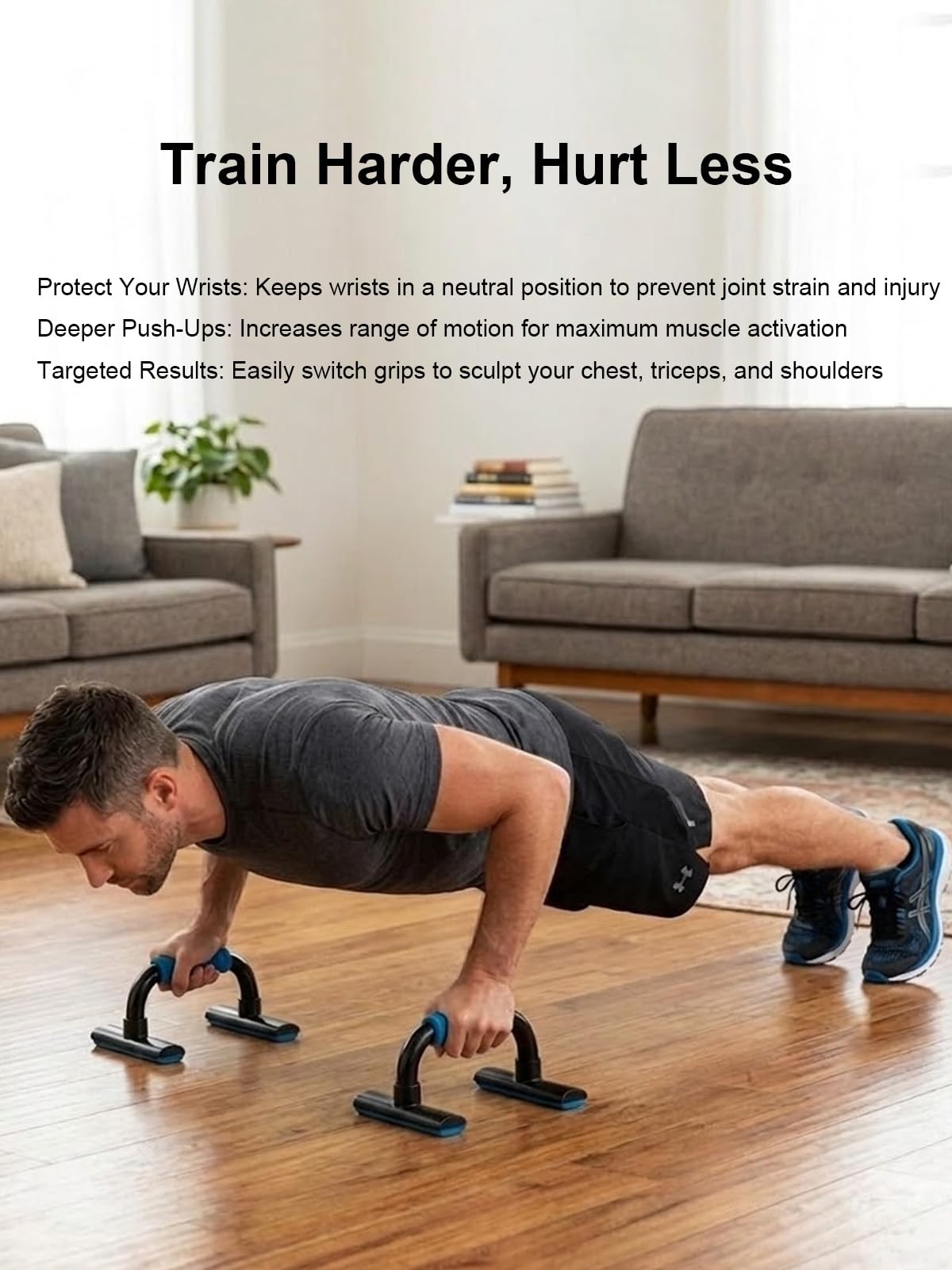 Push Up Bars Strength Training - Workout Stands With Ergonomic Push-up Bracket Board with Anti-Slip Sturdy Structure Portable for Home Fitness Training, Push Up Stands Handle for Floor Workouts