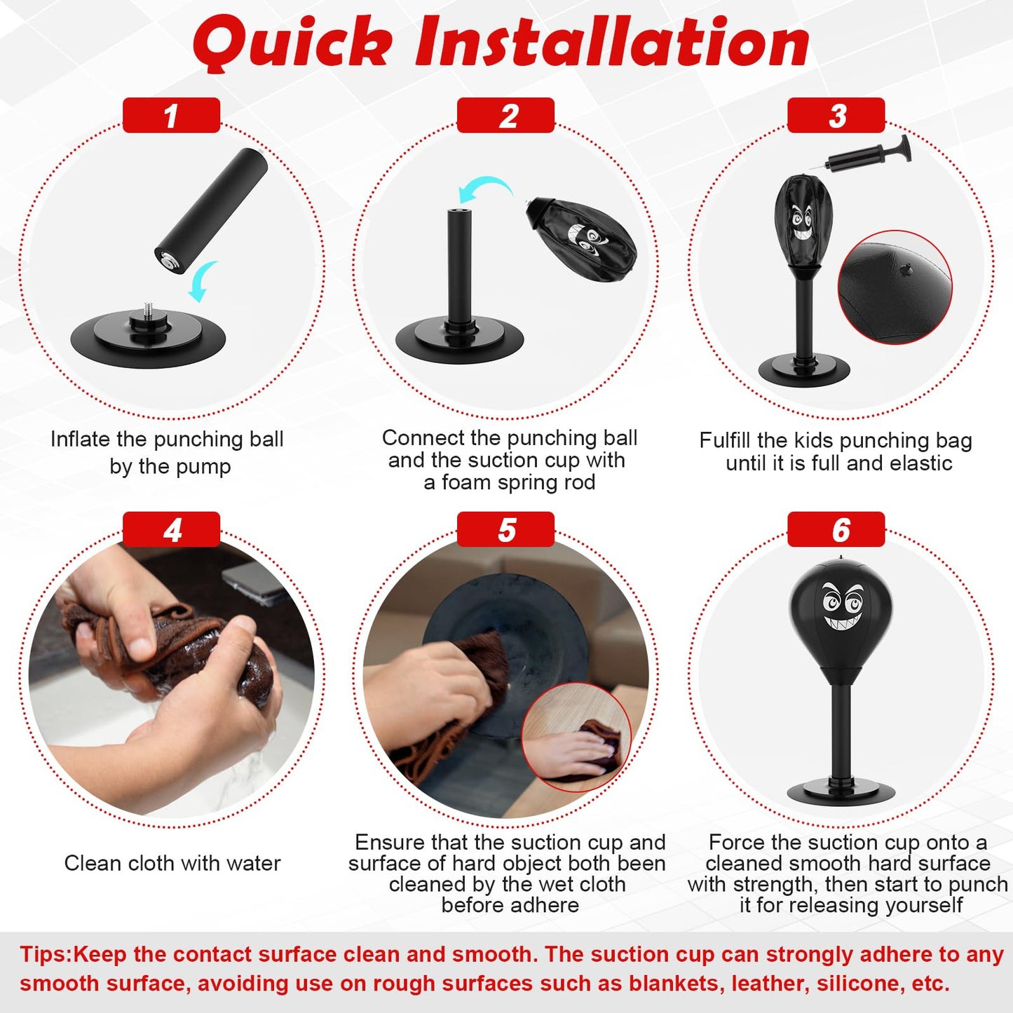 Desktop Punching Bag with Suction Cup - Punch Away Stress, Heavy Duty Office Desk Stress Ball for Adults & Kids, Fun Boxing Toy for Coworkers, Friends