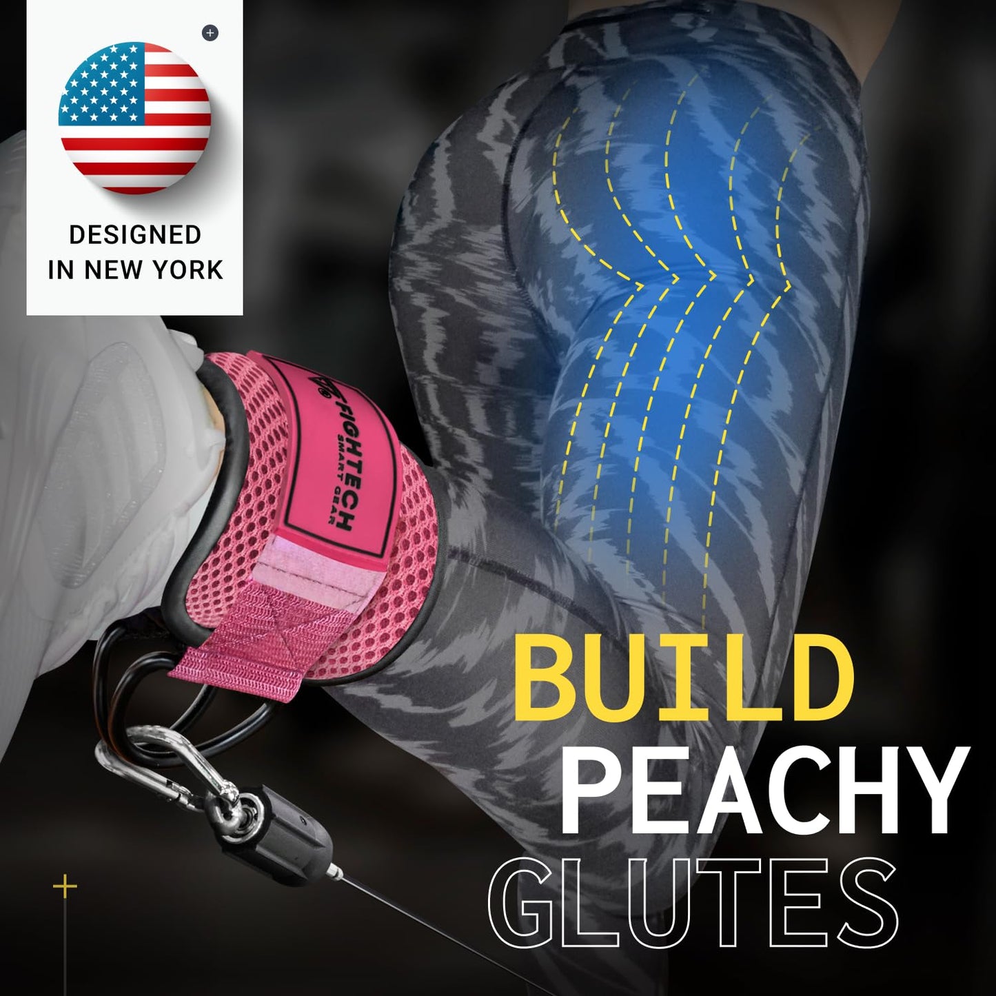 FIGHTECH Ankle Straps Cable Machine Attachment for Gym - Cable Kickback Ankle Straps - Padded Ankle Cuffs for Glute Kickbacks and Leg Workouts (Pink/Classic, Pair)