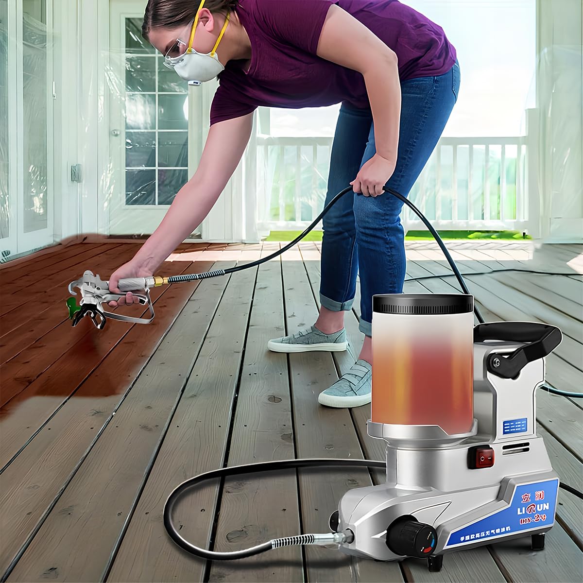 RLIRUN Airless Paint Sprayer, 2.5 L/Min High Flow, 0.5 Gallon Tank, 3 Adjustable Speeds, Durable Construction, 16 ft Hose, Includes 25-Piece Accessory Kit