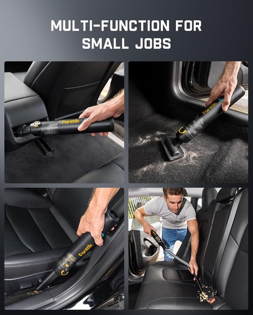 Fanttik Slim V8 APEX Car Vacuum - 4-in-1 Portable Mini Cordless Vacuum with 19000Pa Suction Power | Handheld for Car & Office (Black)
