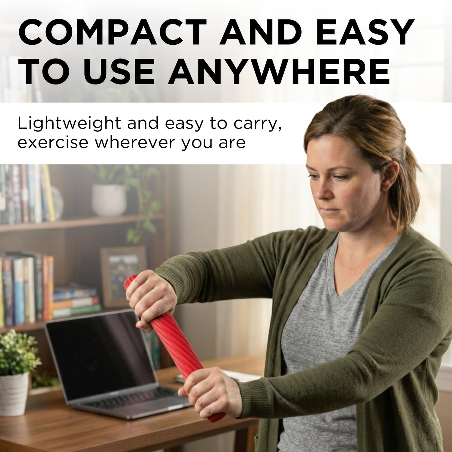 THERABAND FlexBar Resistance Bar, Light, Red Flex Therapy Bar for Physical Therapy, Wrist & Forearm Exercise Equipment, Non Slip Grip, Compact Design