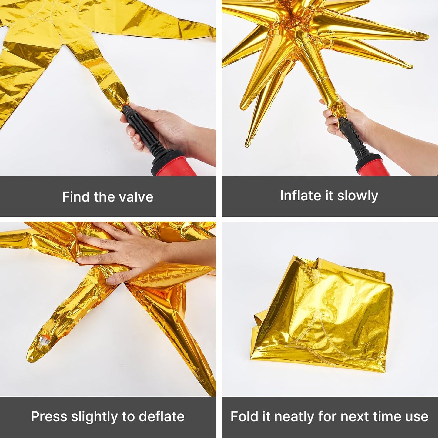 PartyWoo Metallic Gold Star Foil Balloons - 6 Different Sizes | 22-Inch Mylar Balloons for Celebrations