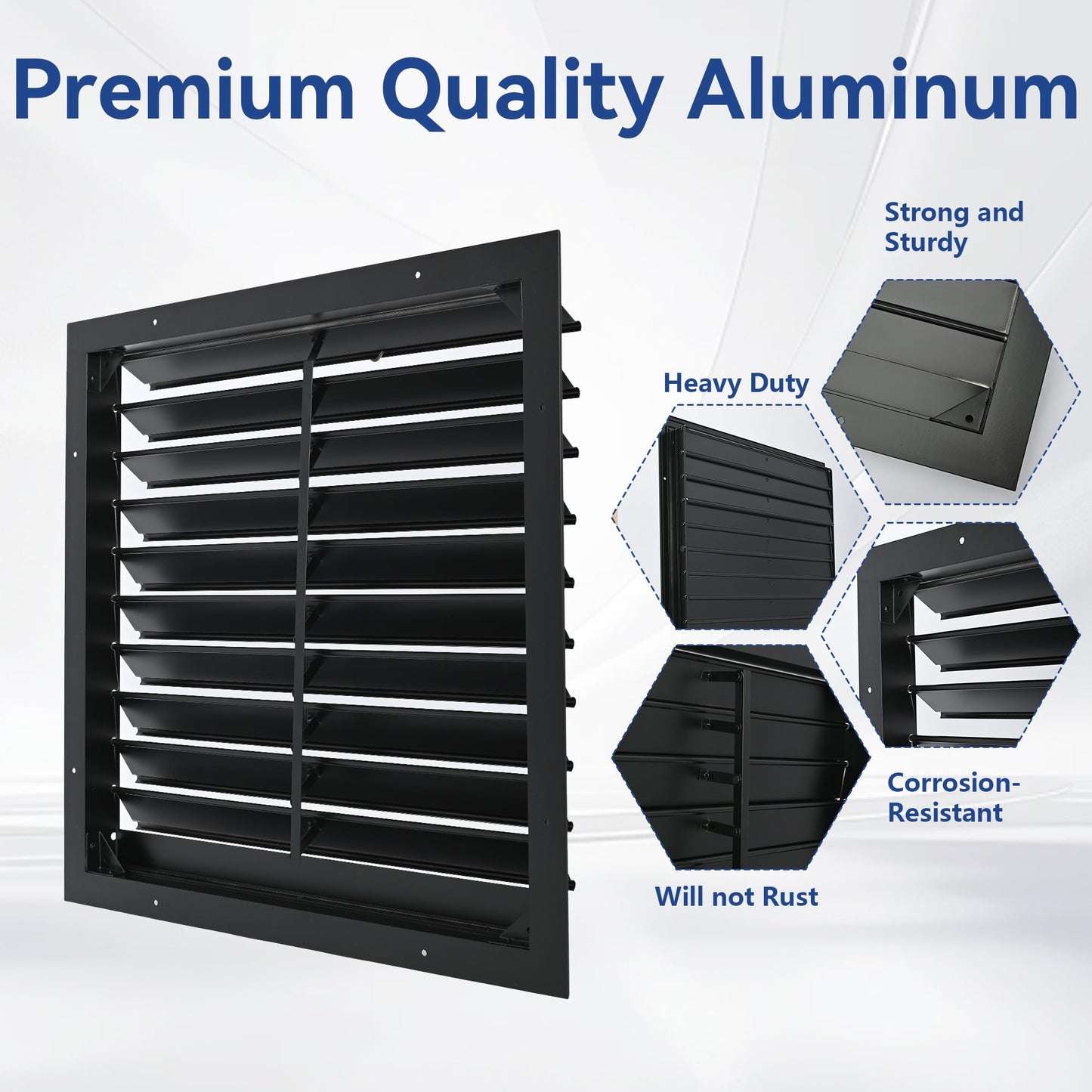 AIWFL 20 Inch Aluminum Automatic Gravity Shutter Louver Vent, 2 Pack Square Automatic Exhaust Shutter Louver Vent for Greenhouses, Garages, Attics, Workshops, Barn
