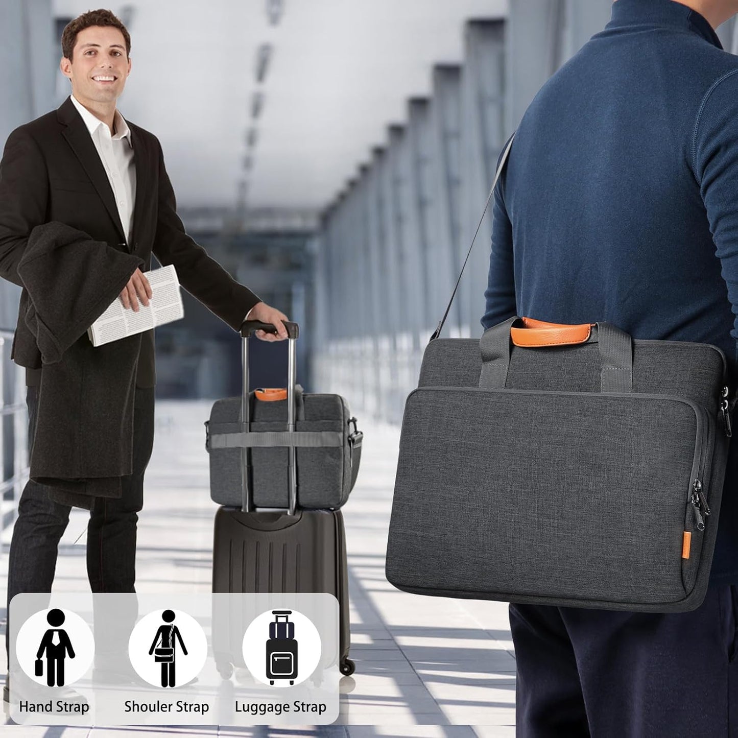 bagasin 15 15.6 16 inch Laptop Computer PC Shoulder Bag Carrying Case, Water-Repellent Fabric Briefcase, Lightweight
