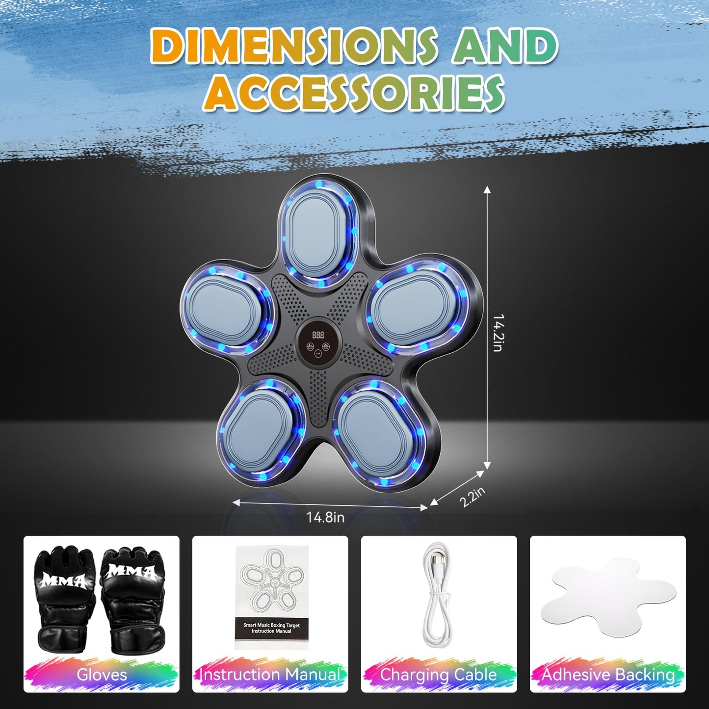 Hmnpkuc 2025 New Smart Music Boxing Machine for Kids, Training Machine with LED Electronic Wall Mounted, Music Boxing Target Workout Punching Equipment for Home with Premium Pugilism Gloves