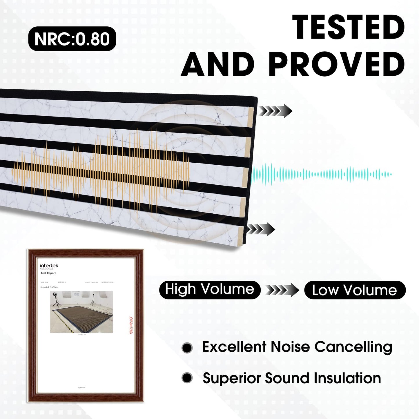 TREKATL AUTO Wood Slat Acoustic Panels, 4 Pack 94.5"x7.9" (21ft²) 3D Wall Panels, Modern Fluted Sound Absorbing Wall Panels for Interior Wall Decor,Office,Home,Theater,Studio,White Marble