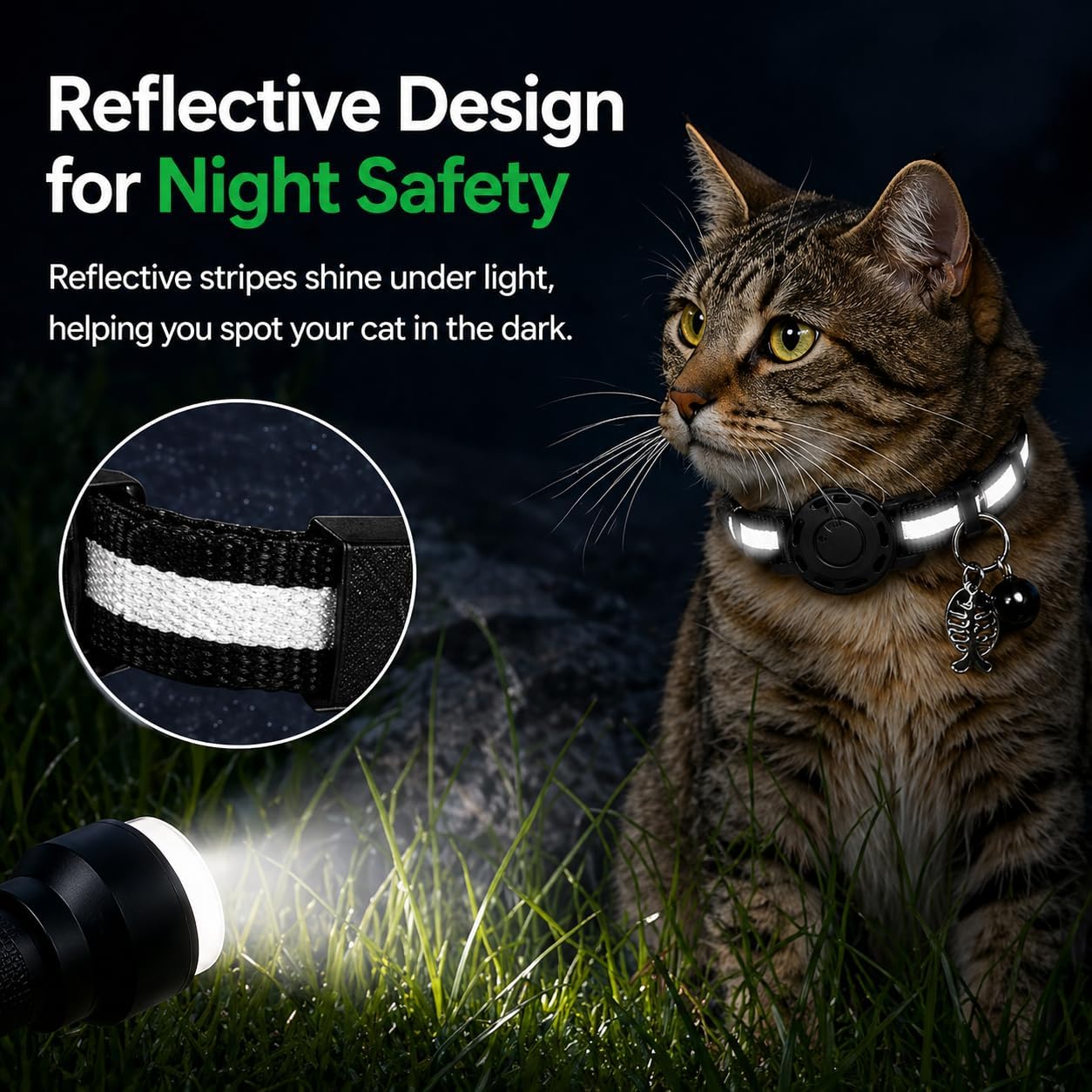 JNLIK GPS Collar for Cats (Android Only) Smart tag,Pet Tracker,Waterproof Compatible with Google Find My,No Monthly