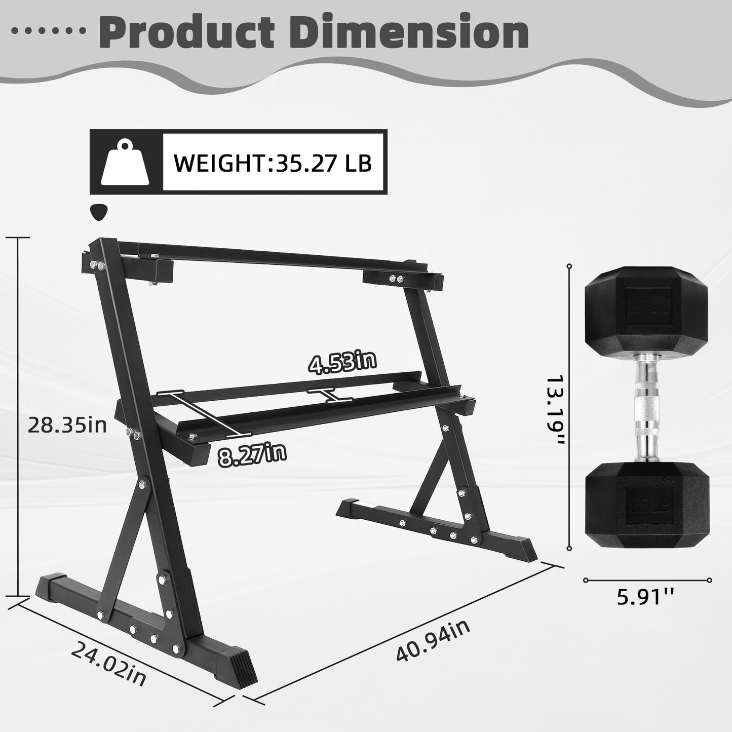 BalanceFrom Dumbbell Rack Multifunctional Weight Stand for Home Gym, 25LB Pair Dumbbell with 2 Tier Weight Rack