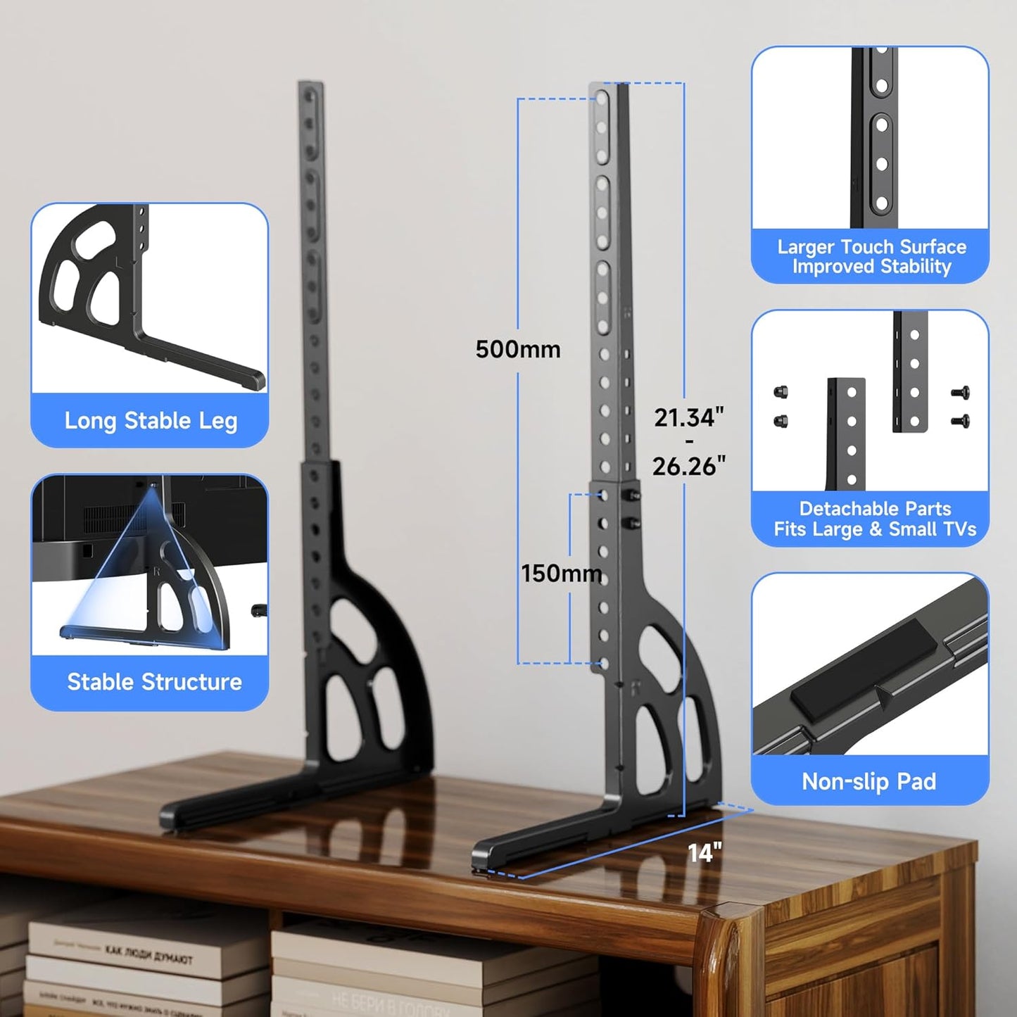 XINLEI 22 65 inch 800x500mm, 120lbs ML1760E Universal Table Top TV Stand for Most to LCD LED Plasma Flat Screen TVs