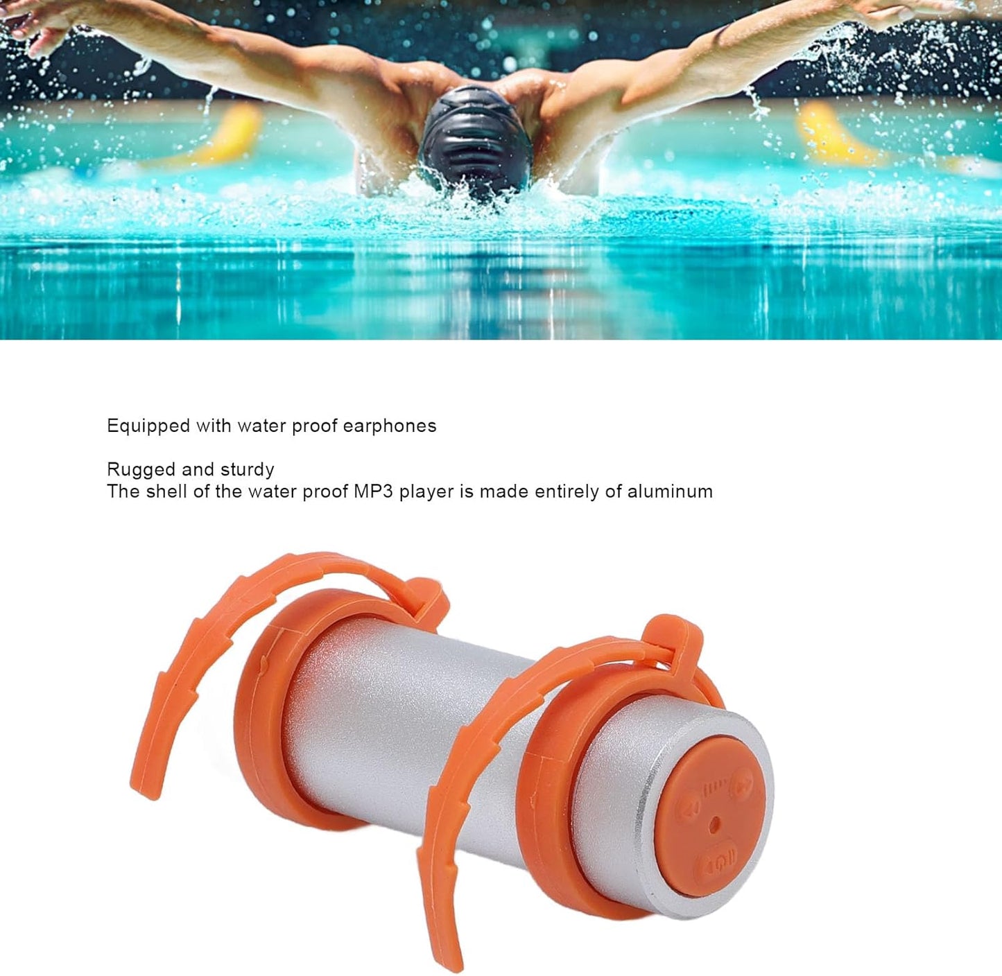 MP3 8GB Swimming Swimming, Gugxiom Water Proof Player, HiFi Lossless Sound Music Player, Aluminum Shell Underwater