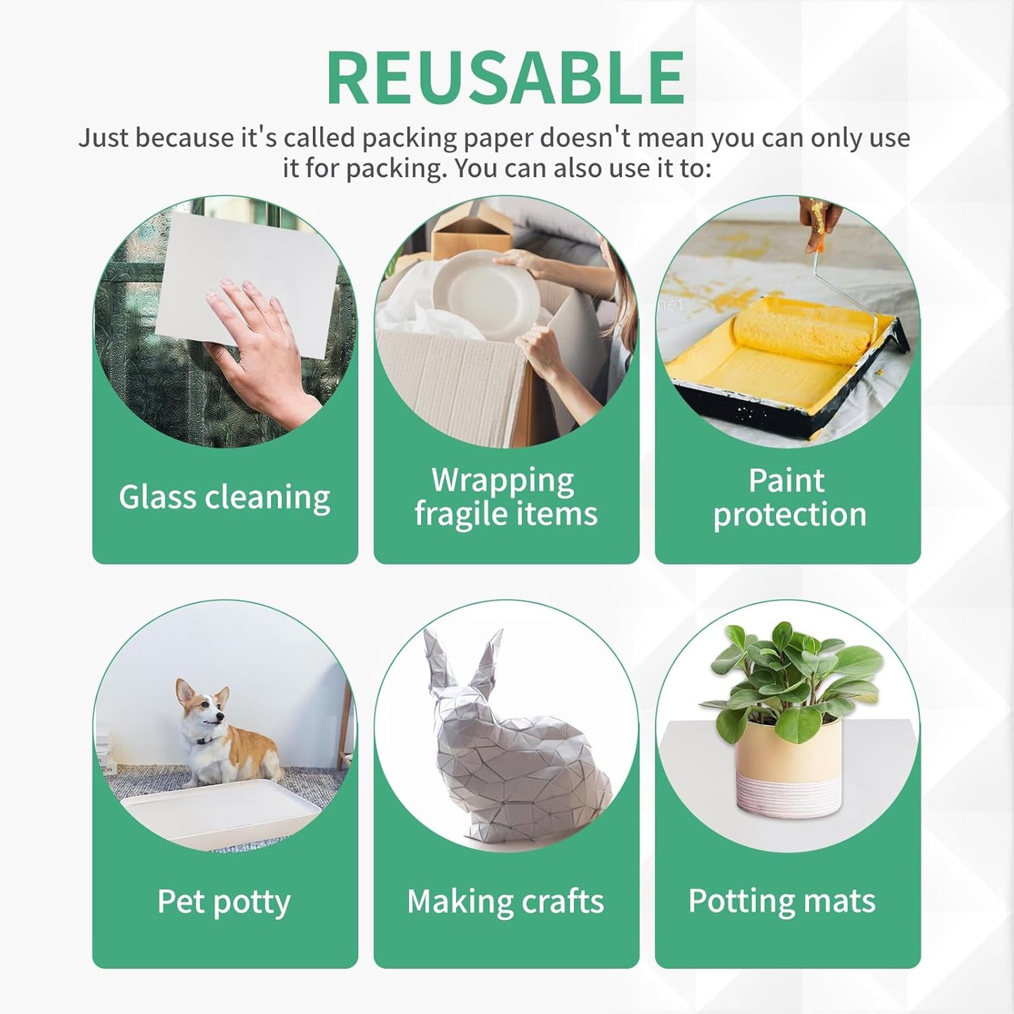 Packing Paper Sheets - 14" x 22" Newsprint for Moving & Shipping | 52 Sheets for Wrapping & Protection