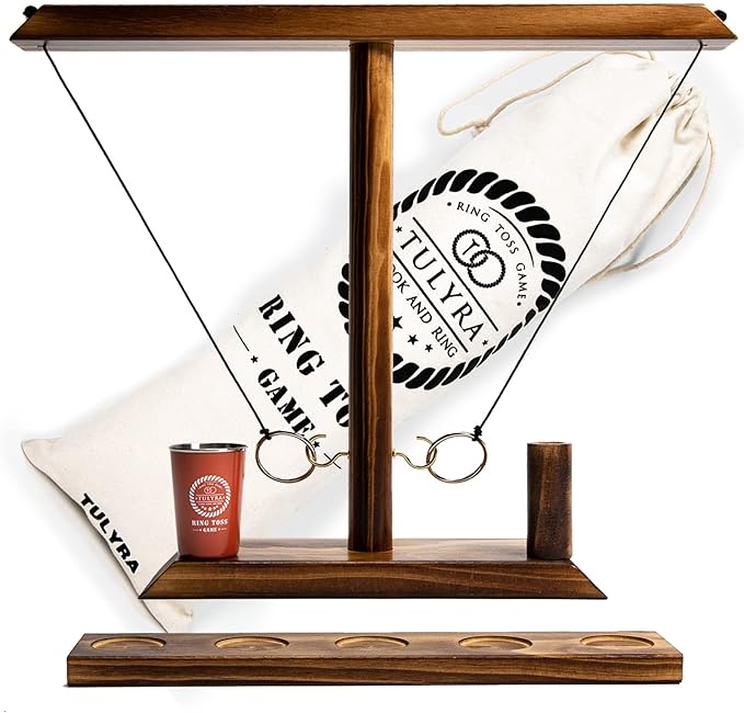 Ring Toss Game for Adults, Hook and Ring Game with Exclusive Carrying case & Unique Stainless Mini Cup, Super Easy to Assemble, XL Size(15.7" X 13"), Outdoor, Family