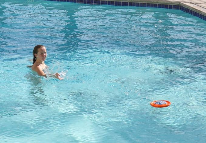 Disc - Water Disc Toy for Spring & Summer Fun - Skips, Slides, Jumps - Pools, Beaches & Backyards Fun for All Ages (Orange)