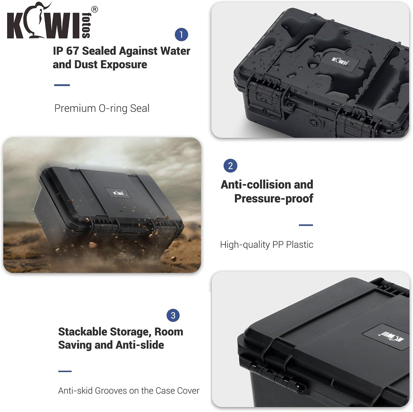 KIWIFOTOS 15 IP67 LR14 Slots C Battery Organizer Storage Case Heavy Duty Waterproof C Cell Alkaline Batteries Holder
