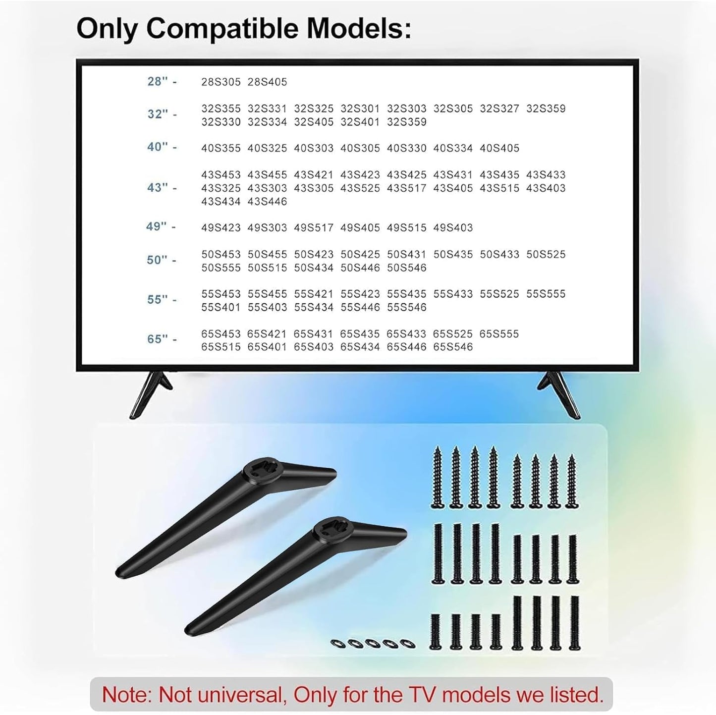 Yaotieci 28in 65inch 32S305 32S355 40S355 40S325 49S423 50S423 55S453 65S446 Base Stand fit for TCL Roku - Smart TV
