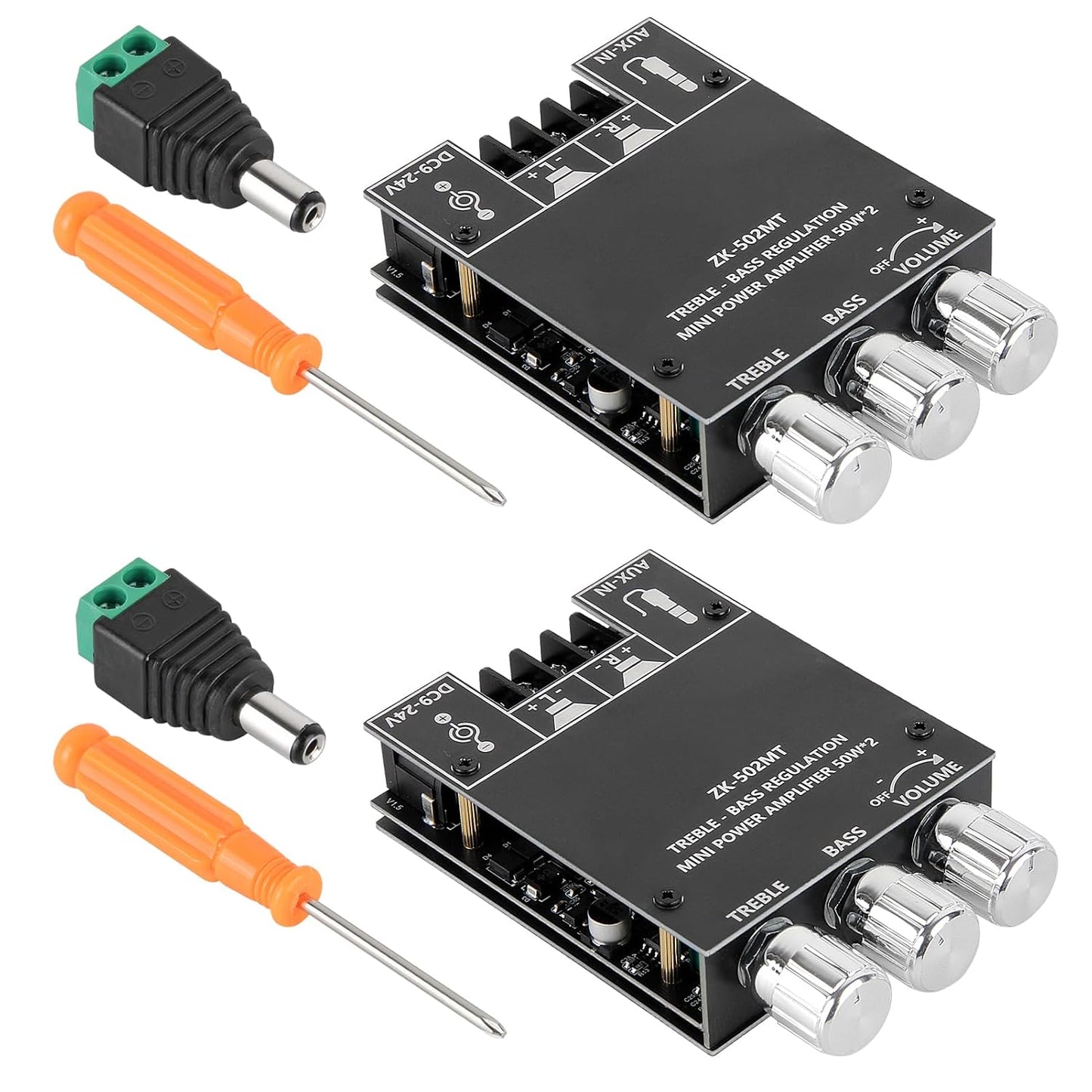 AITRIP 2PCS ZK-502MT 5.0 2.0 2X50W Bluetooth Amplifier Board,Bluetooth Subwoofer Channel High Power Audio Digital HiFi