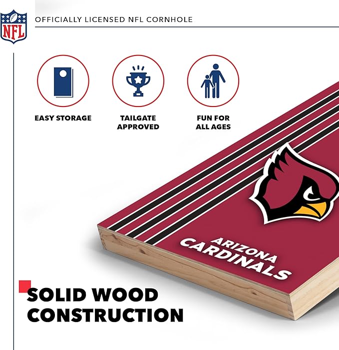 NFL 2' x 3' Solid Wood Cornhole Set with Direct Print HD Team Graphics – Great Gift for Any Football Fan! Bean Bag Toss Family Outdoor Games