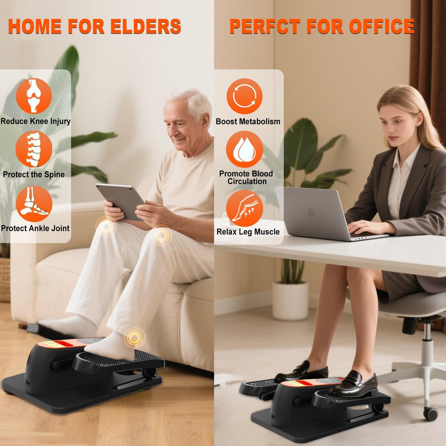 HOTSWEAT Under Desk Elliptical Machine, Ellipse Leg Exerciser as Seen on TV for Seniors with Remote Control, Portable Electric Seated Pedal Exerciser with 12 Speed Levels for Home Office