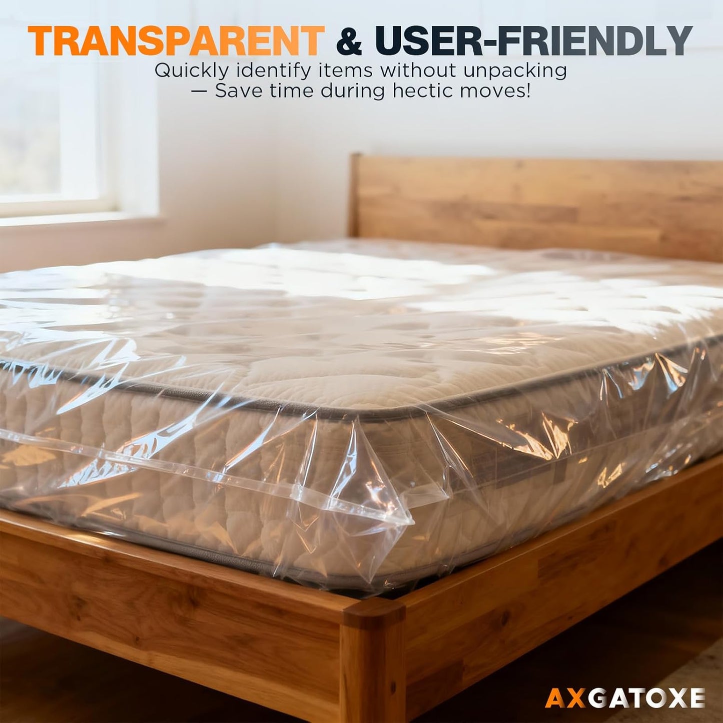 Plastic Mattress Bag - Waterproof Mattress Protector for Moving Supplies | Queen Size (1.5MIL)